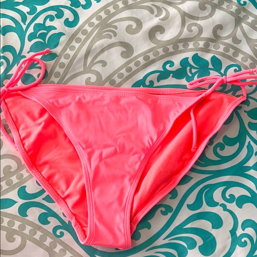 Coral tie side bikini bottom